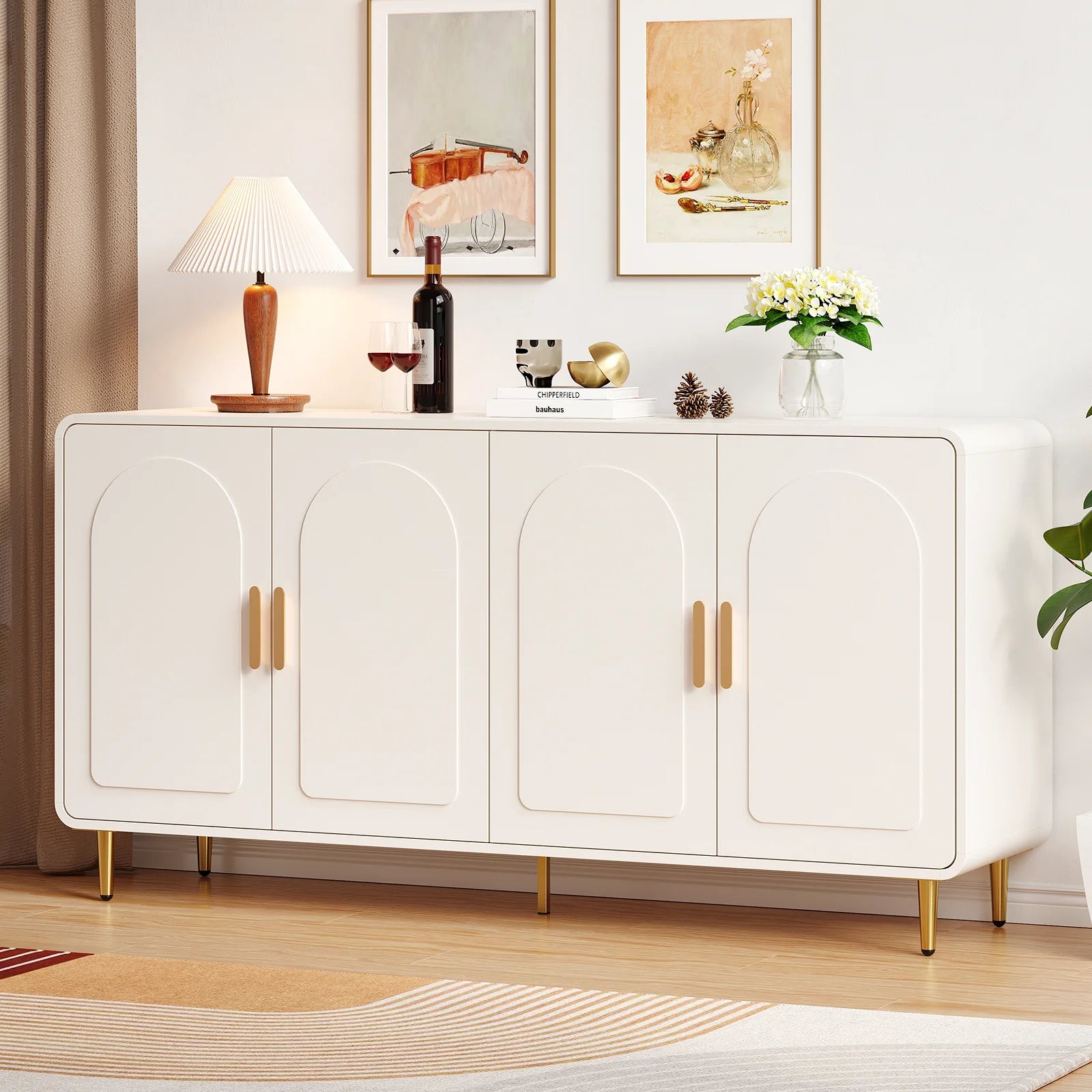 Modern Curved Sideboard Buffet Cabinet