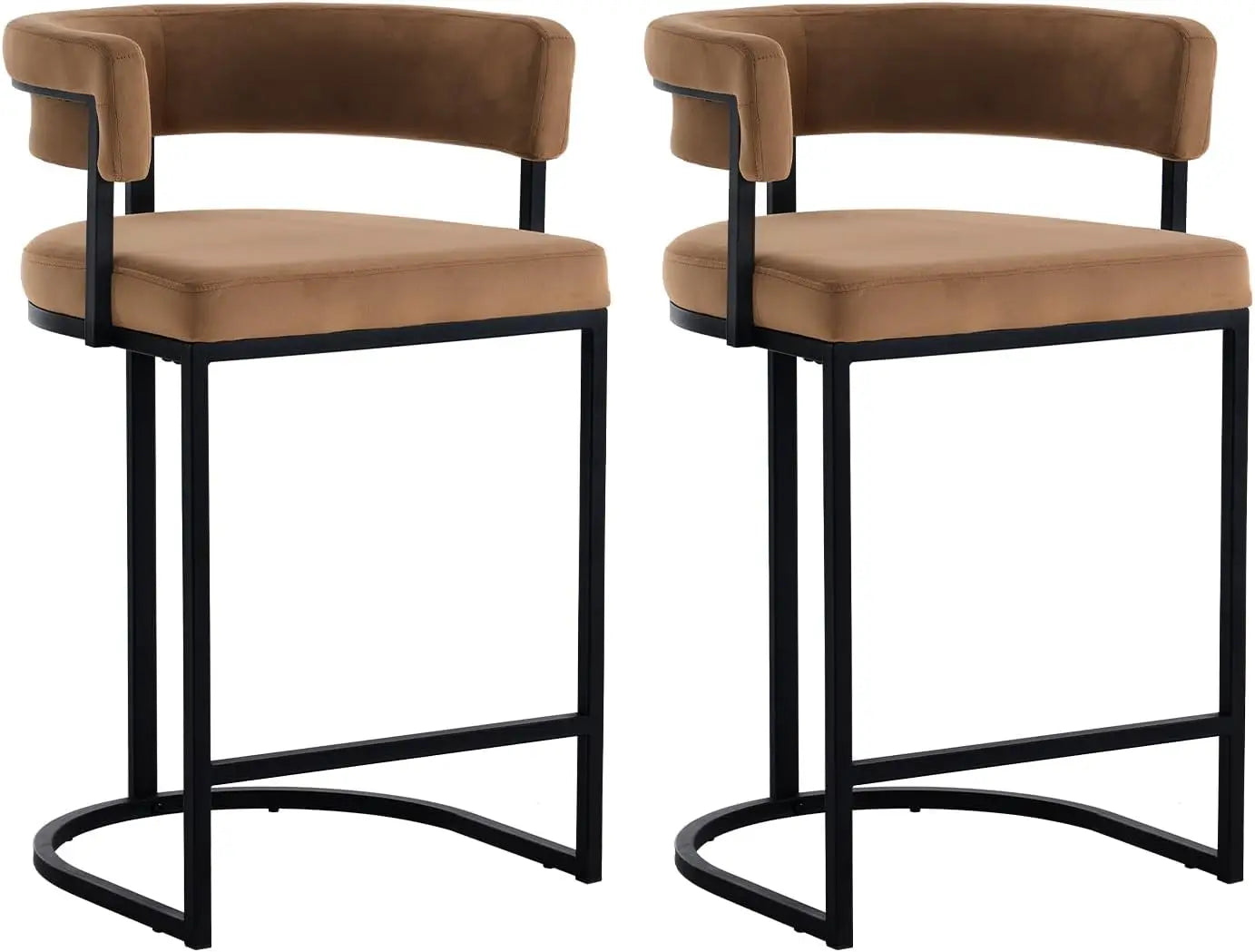 arrel-Style Velvet Bar Stool – Modern Metal Frame with High-Density Foam Seat