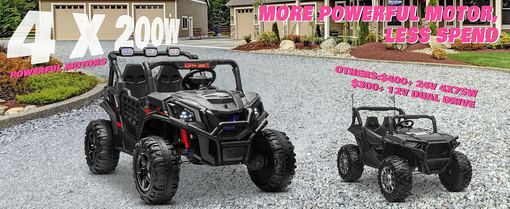 Joyracer 24V Kids Ride-On Car | Double Seat UTV | LED Lights, USB/MP3, Adjustable Volume | Ages 3–6