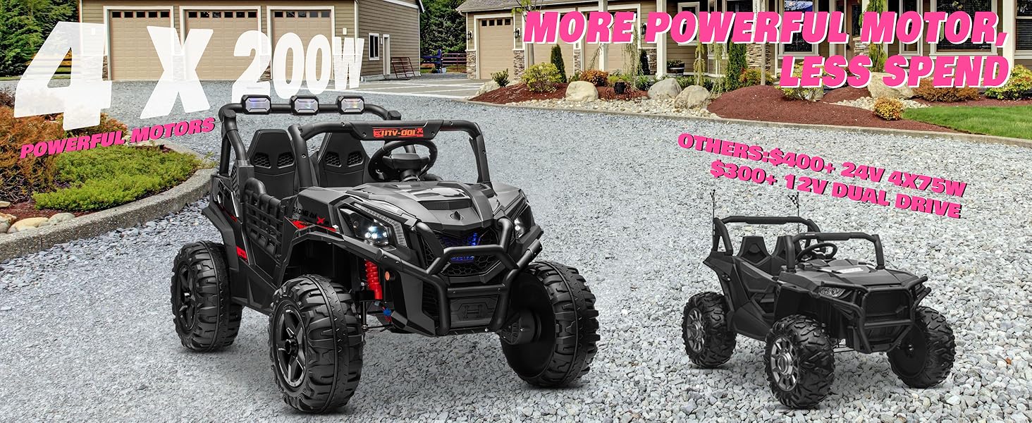 Joyracer 24V Kids Ride-On Car | Double Seat UTV | LED Lights, USB/MP3, Adjustable Volume | Ages 3–6