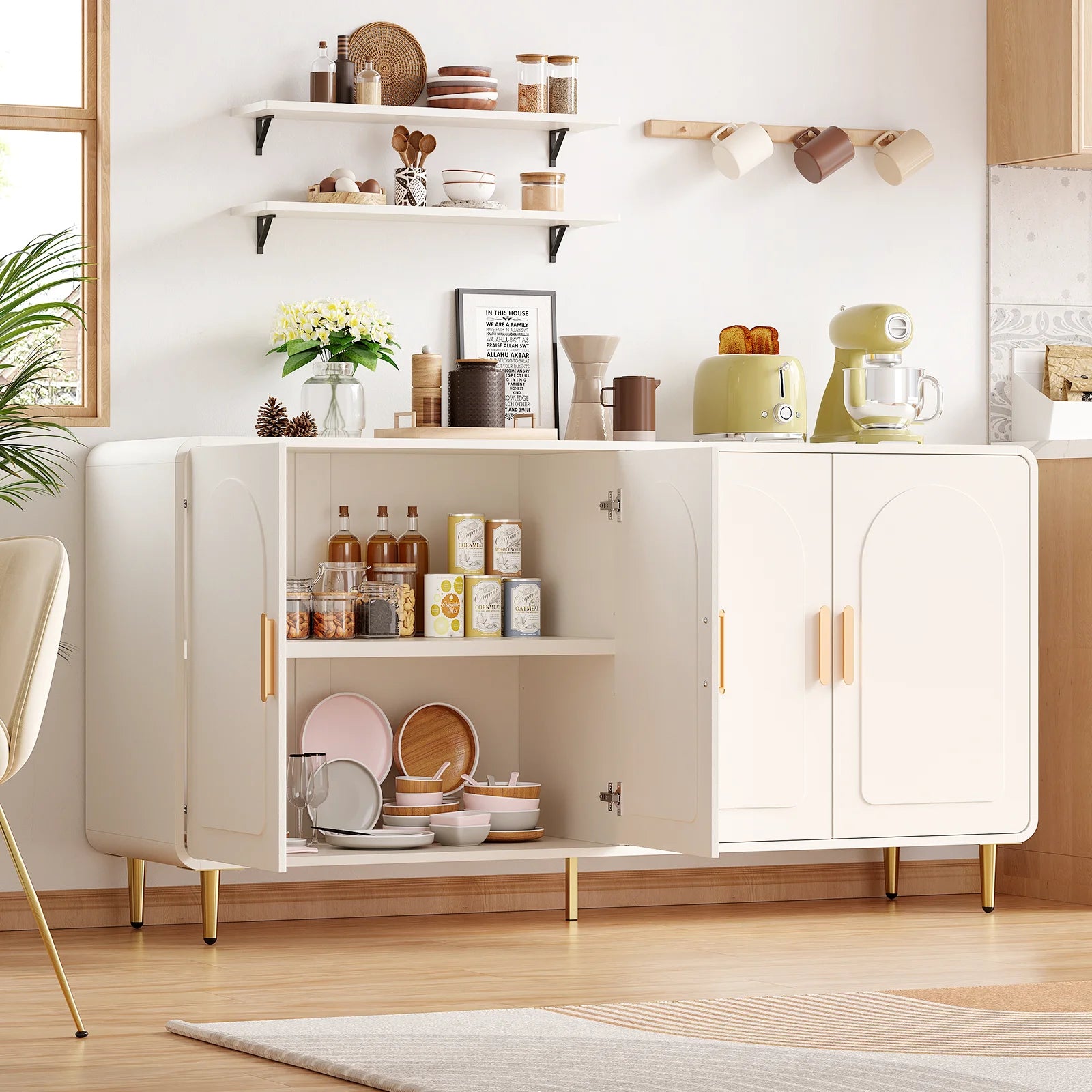 Modern Curved Sideboard Buffet Cabinet
