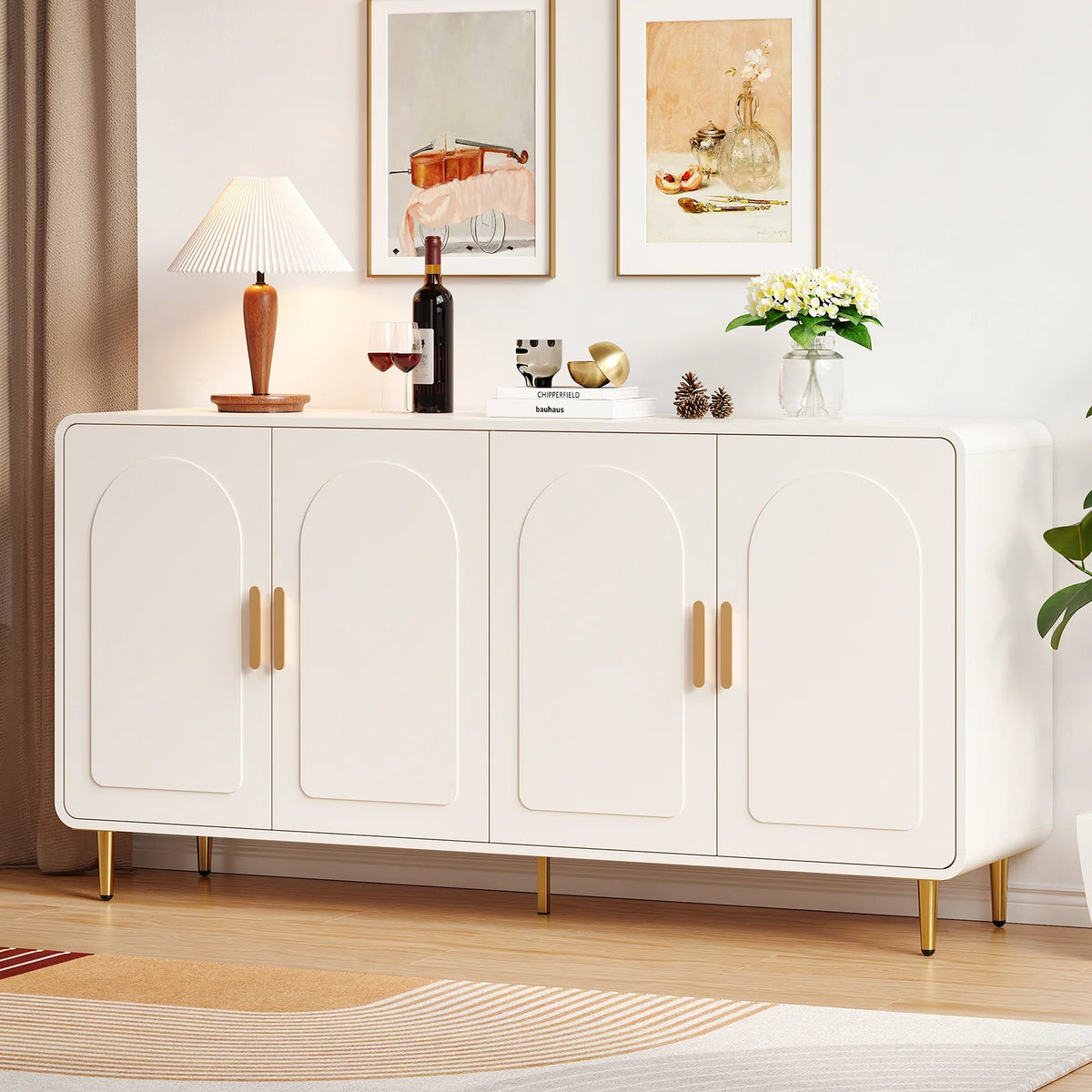 Modern Curved Sideboard Buffet Cabinet