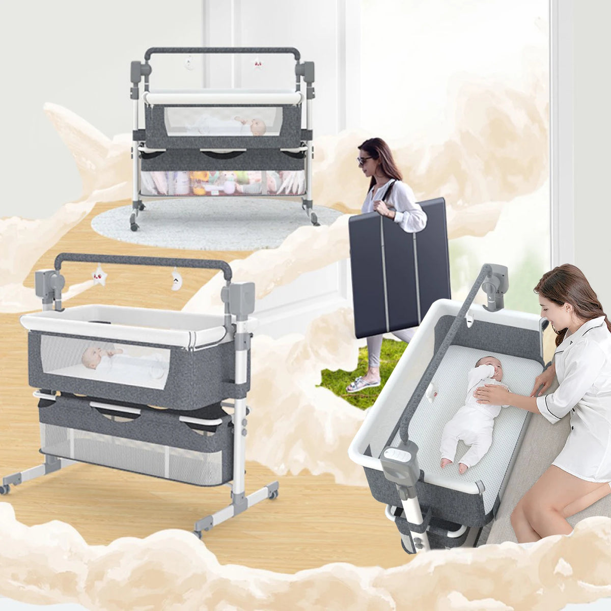 Multifunctional Adjustable Baby Crib