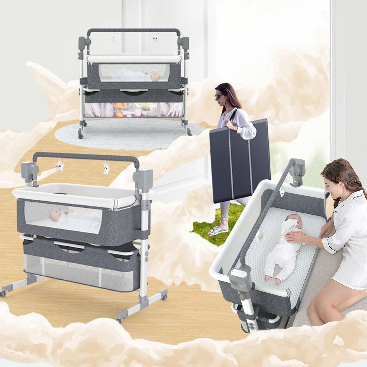 Multifunctional Adjustable Baby Crib