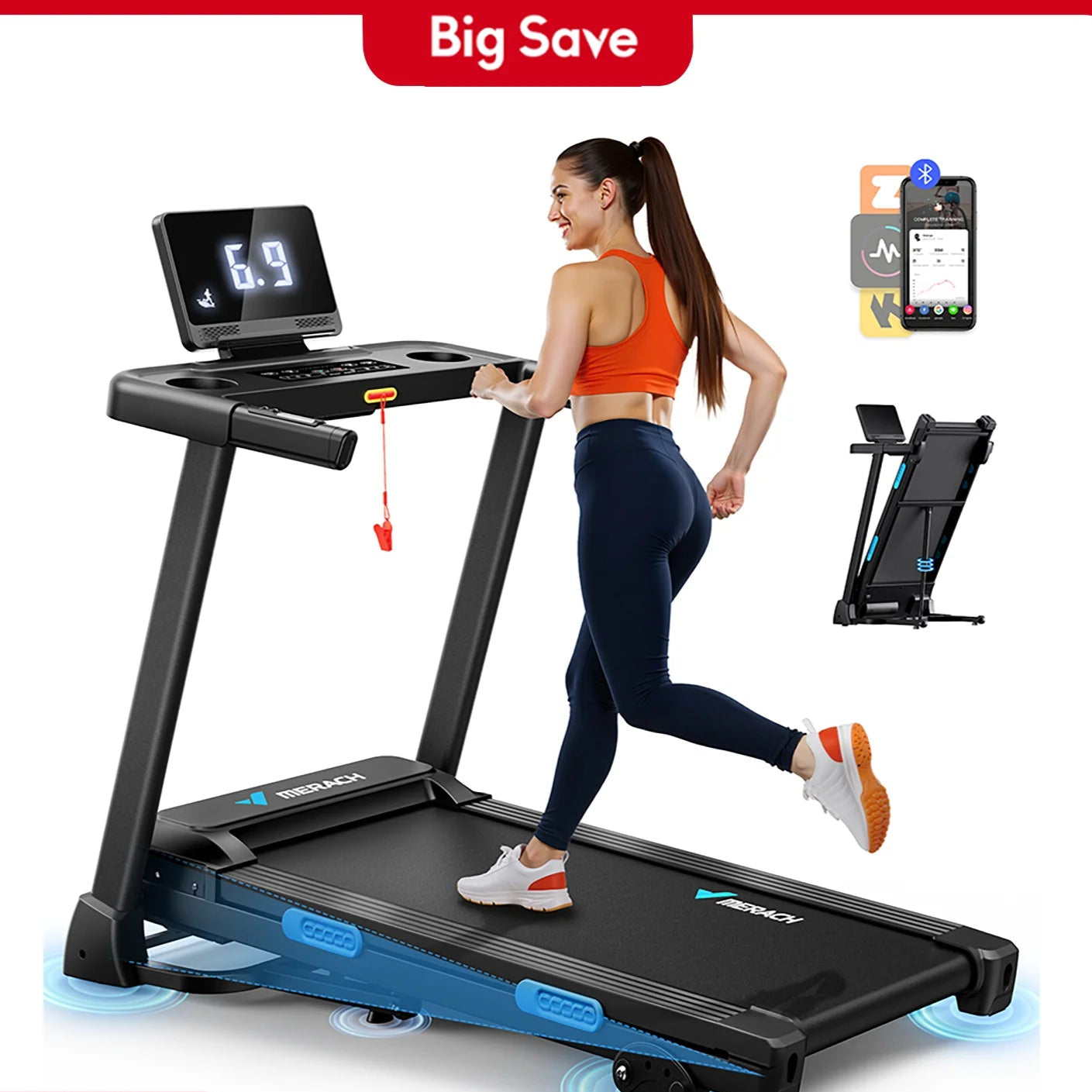 MERACH Foldable Incline Treadmill – Home Cardio Trainer