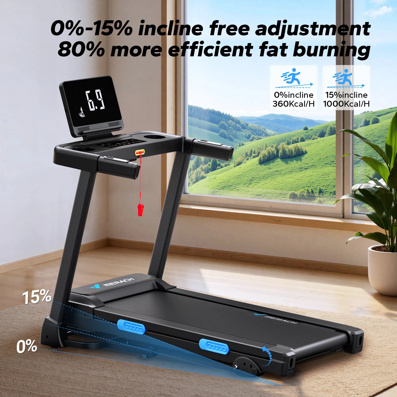 MERACH Foldable Incline Treadmill – Home Cardio Trainer