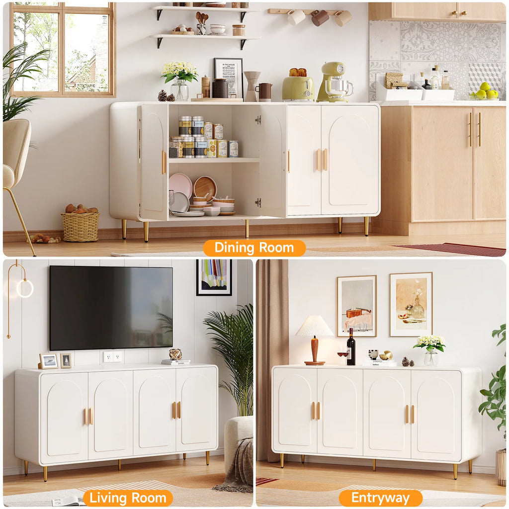 Modern Curved Sideboard Buffet Cabinet