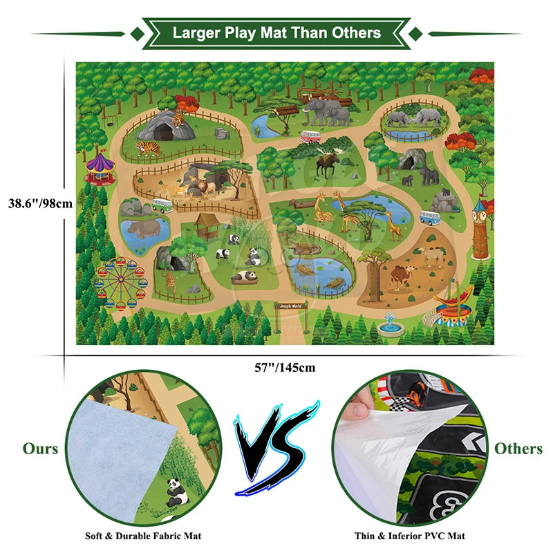 2PCS Animal Figures Playset with Storage Case & Safari Play Mat