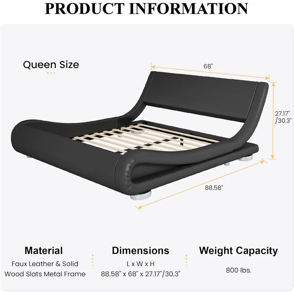 Modern Adjustable Leather Platform Bed – Ergonomic & Comfortable