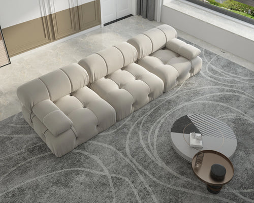 104" Modern Velvet 3-Seater Convertible Sofa