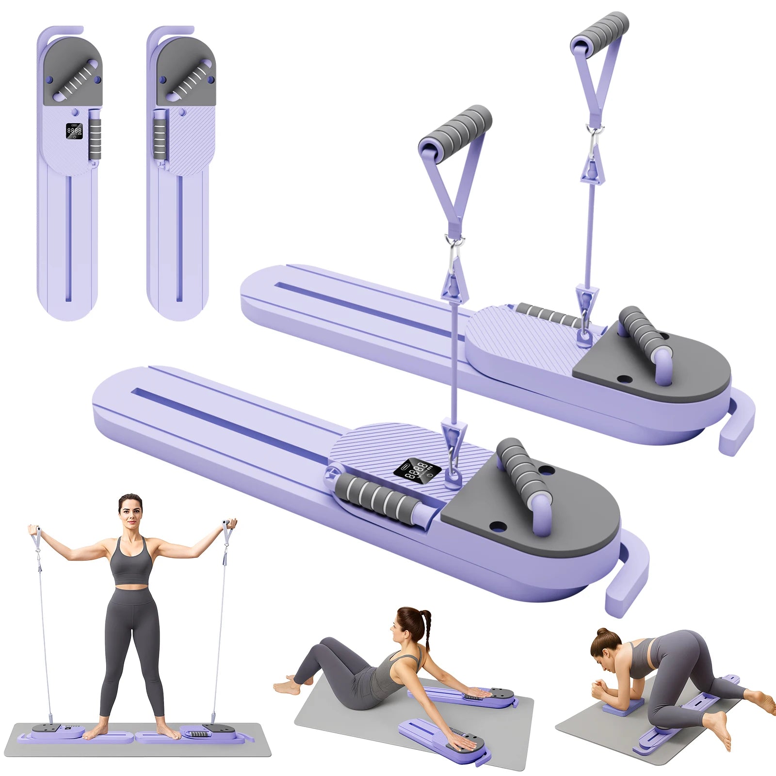 Portable Split Ab Board with Resistance Bands – Smart Pilates & Core Trainer