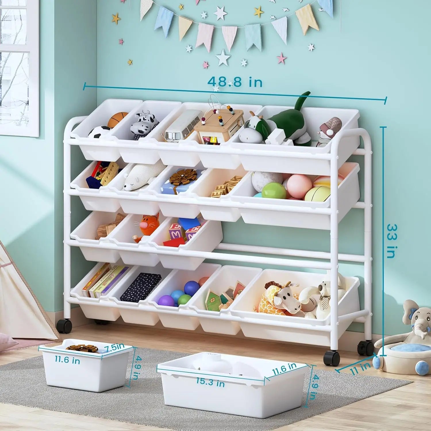 Experlam Kids Toy Organizer 20 Bins – 4-Tier Metal