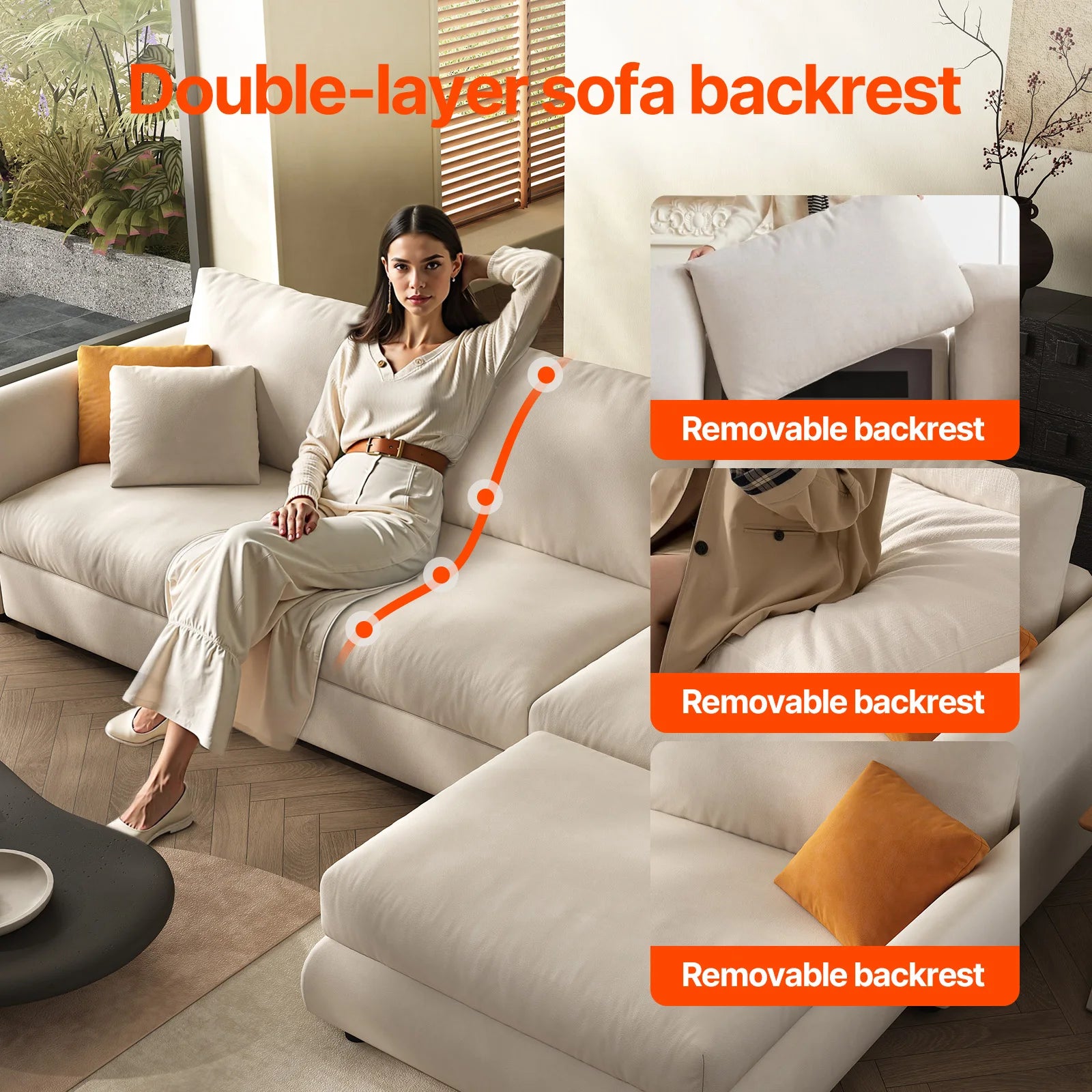 Cloud 108.2'' Modern U-Shaped Sectional Sofa – 4-Seater Convertible