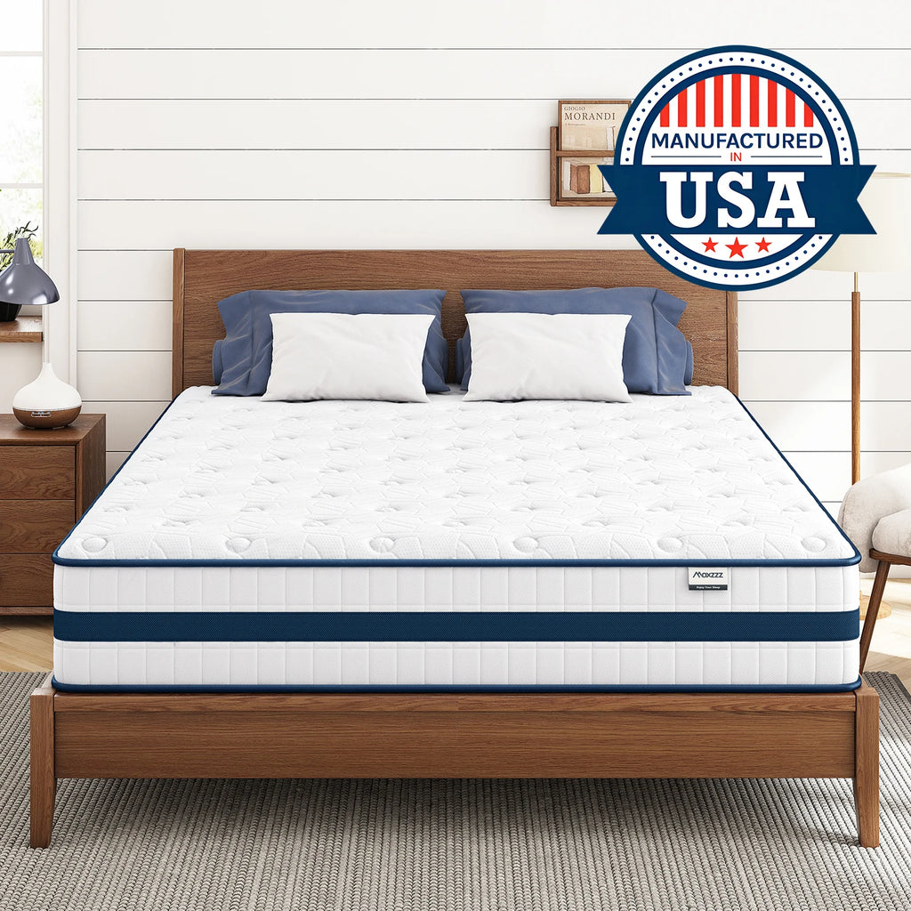 Maxzzz Firm Hybrid Mattress – USA Made, Eurotop, Memory Foam & Pocket Spring, 9-12 Inch