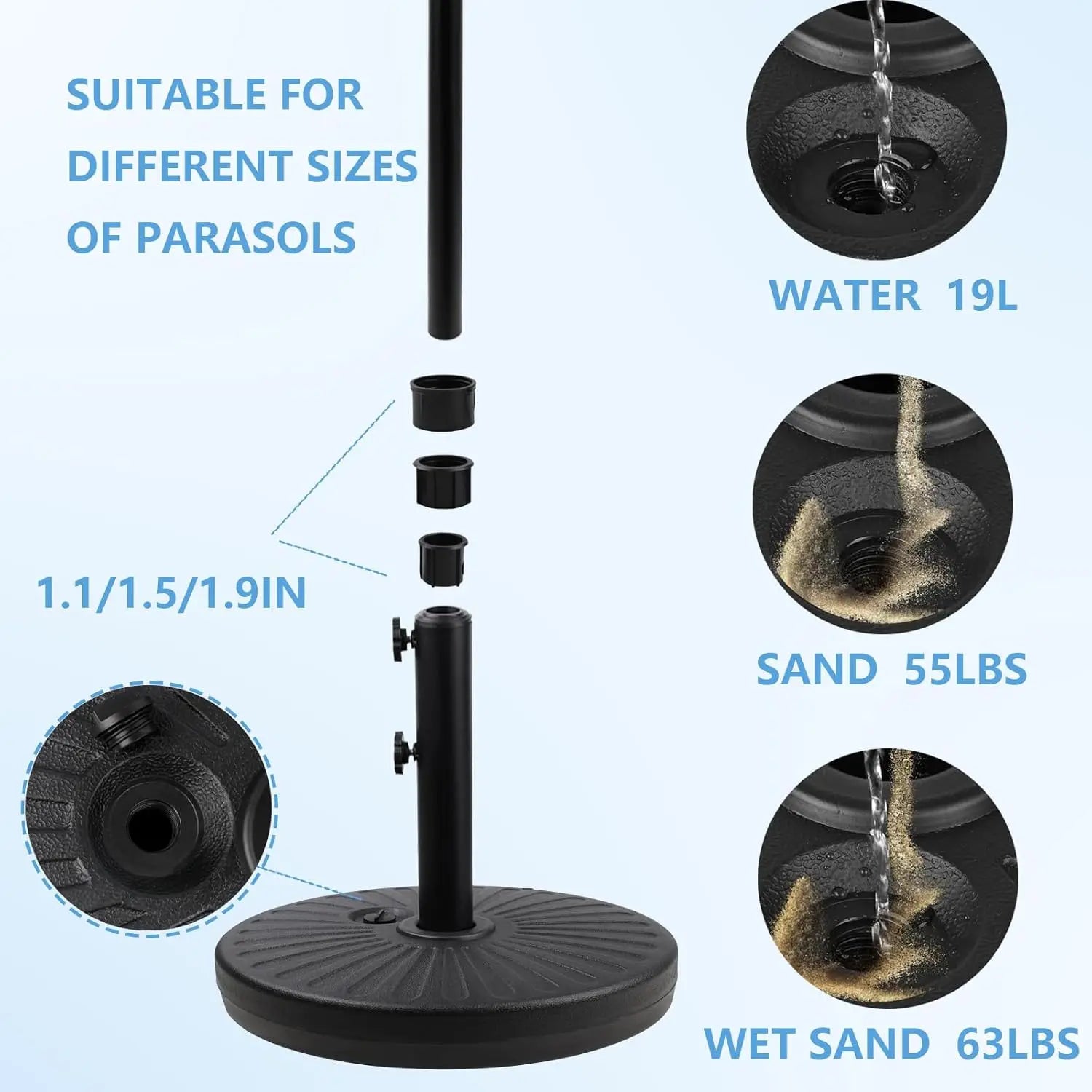 Heavy-Duty Outdoor Umbrella Base – Stainless Steel