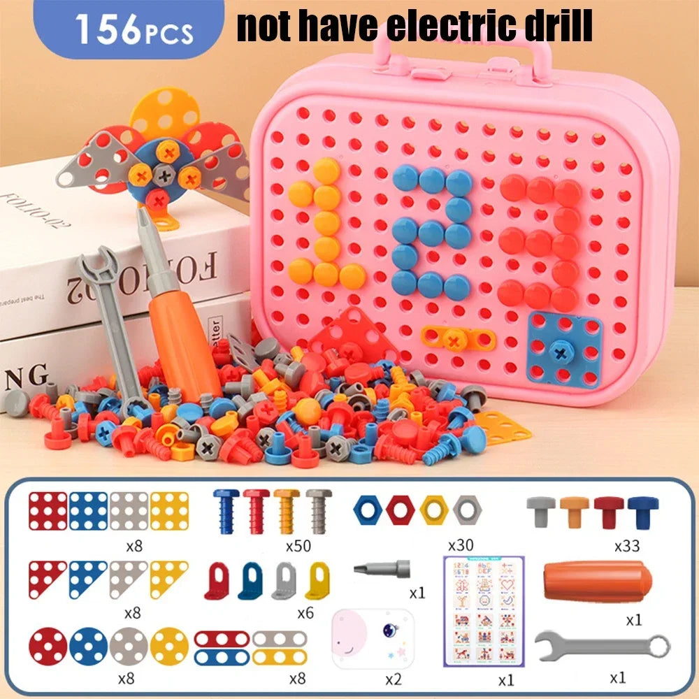 Kids Tool Set with Electric Drill – 3D Puzzle Educational Pretend Play Toy