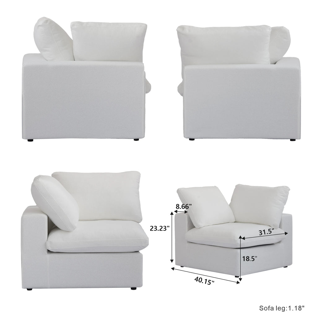 Modular Convertible Cloud Couch 6-Seats U-Shaped Couches Comfy Down Filled Sectional Sofa With Ottomans Removable Cushion Covers
