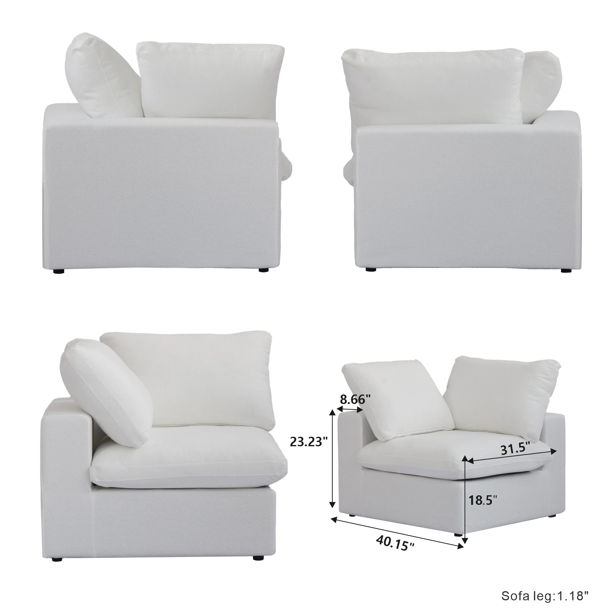 Modular Convertible Cloud Couch 6-Seats U-Shaped Couches Comfy Down Filled Sectional Sofa With Ottomans Removable Cushion Covers