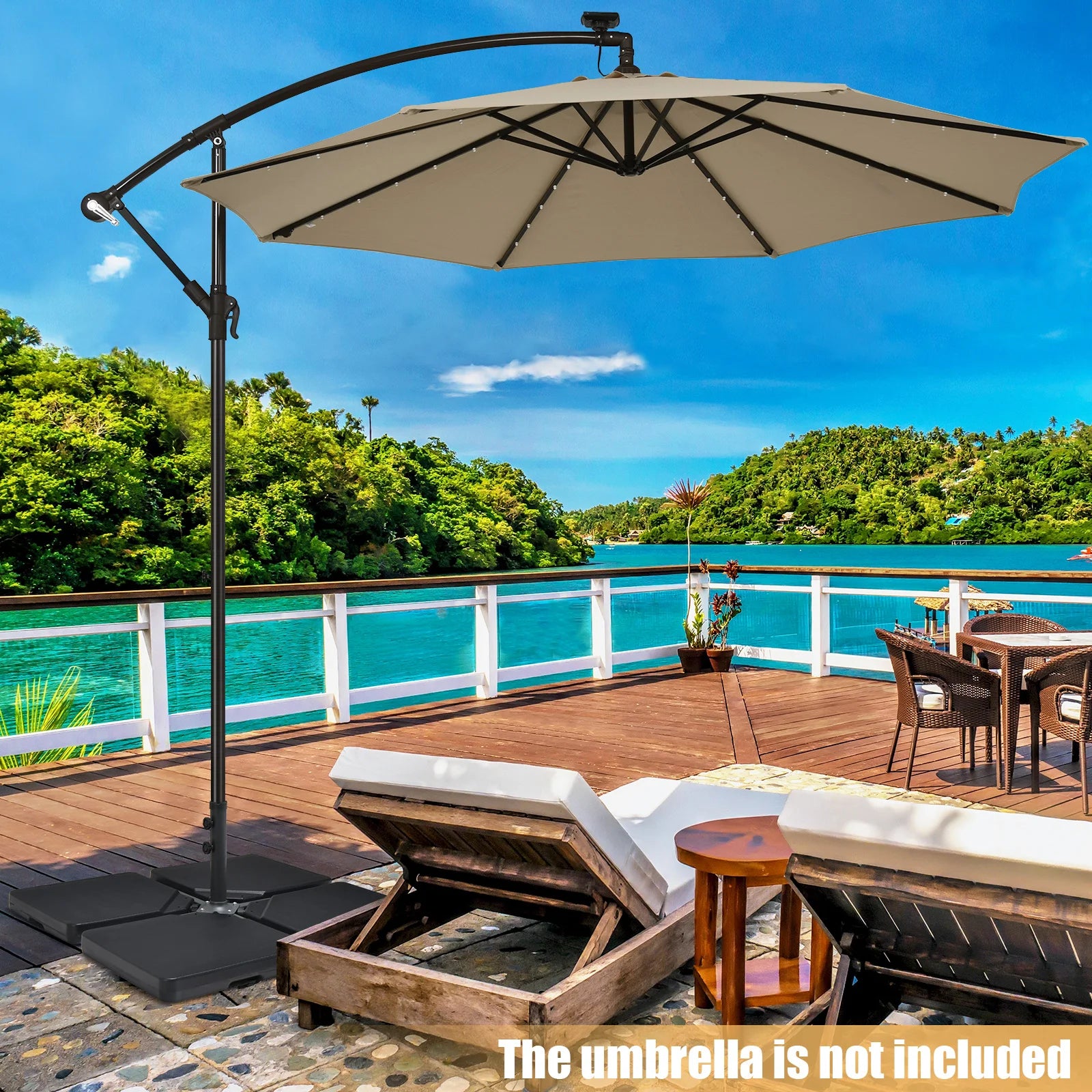 Heavy-Duty 4-Piece Cantilever Umbrella Base – Fillable HDPE Plates