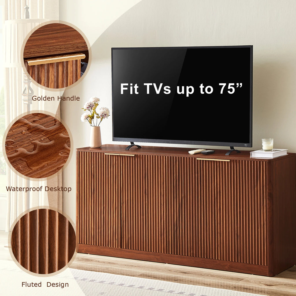 Rumiiro Modern Walnut & Gold Sideboard Cabinet