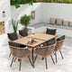 7-Piece Wicker Patio Dining Set with Cushions & Umbrella Hole – Black Rattan