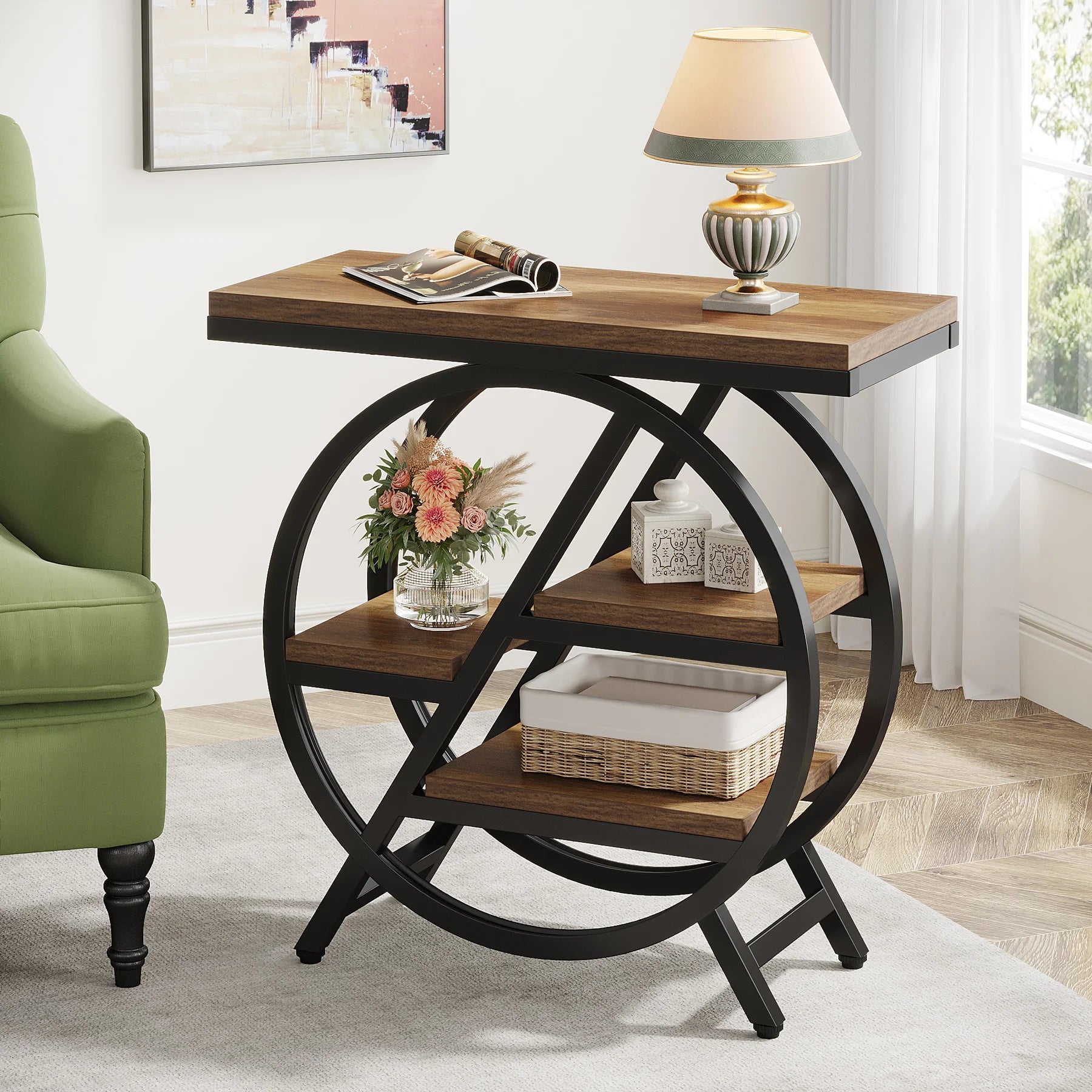 Tribesigns Industrial 3-Tier End Table – Rustic Elegance & Smart Storage