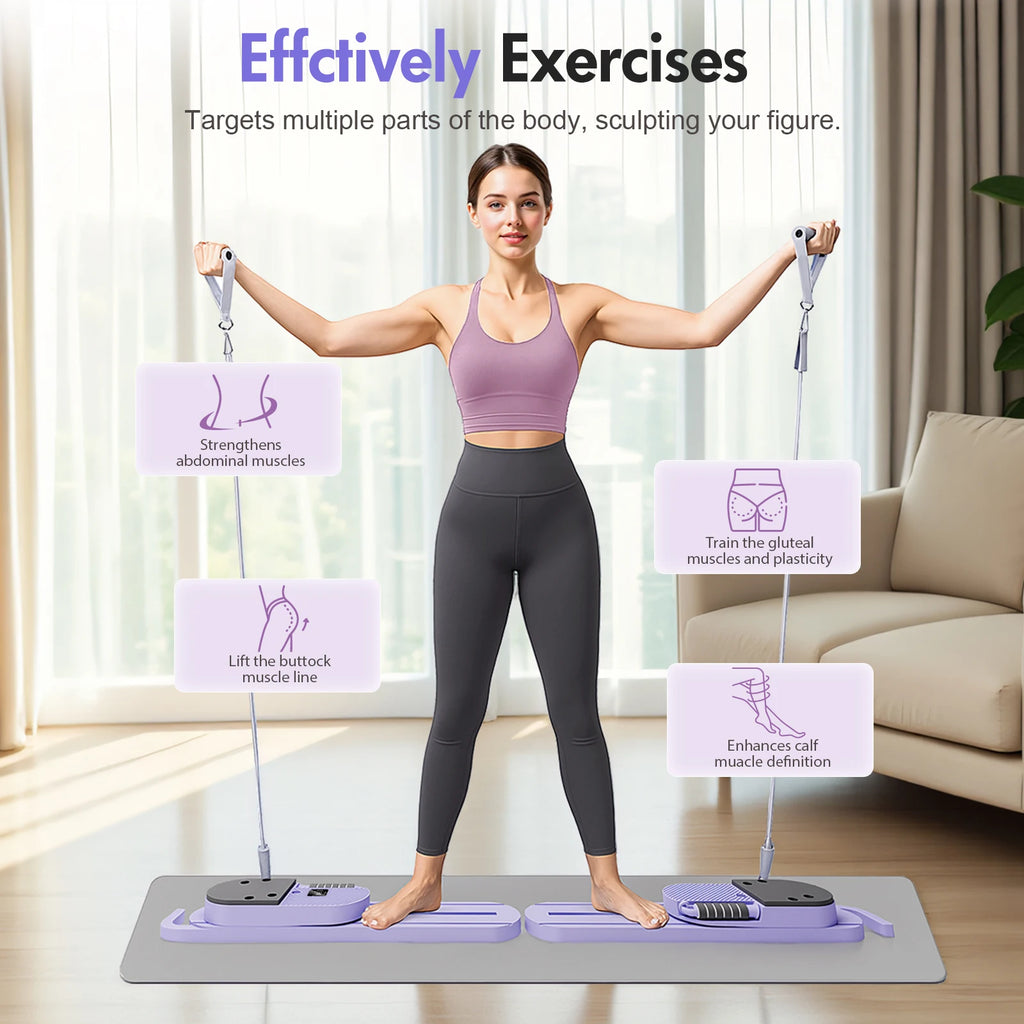 Portable Split Ab Board with Resistance Bands – Smart Pilates & Core Trainer