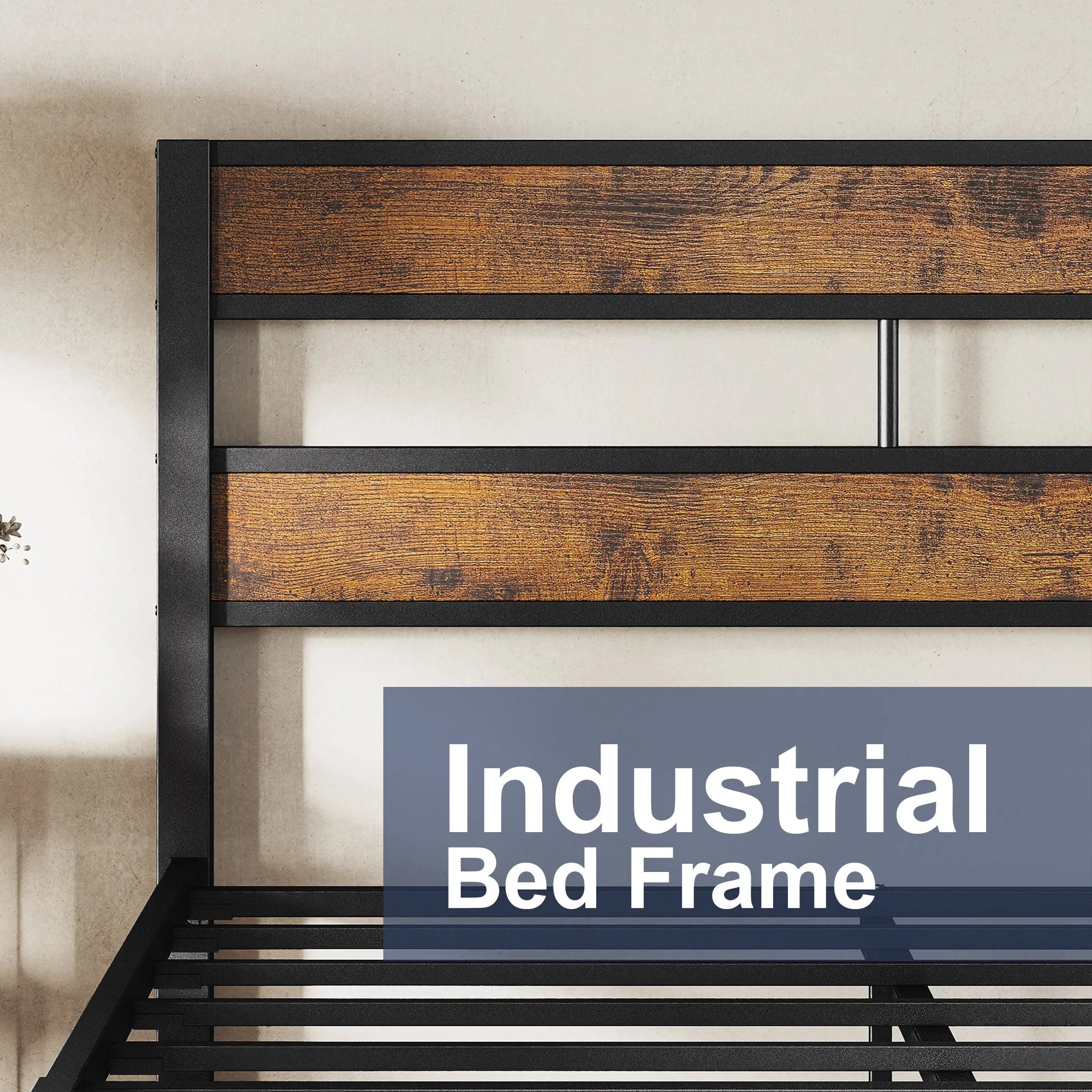 King Bed Frame, Easy Assembly, Noise-Free, No Box Spring Needed, Heavy Strong Metal Support Frames, Double-Row Support Bars, Vin