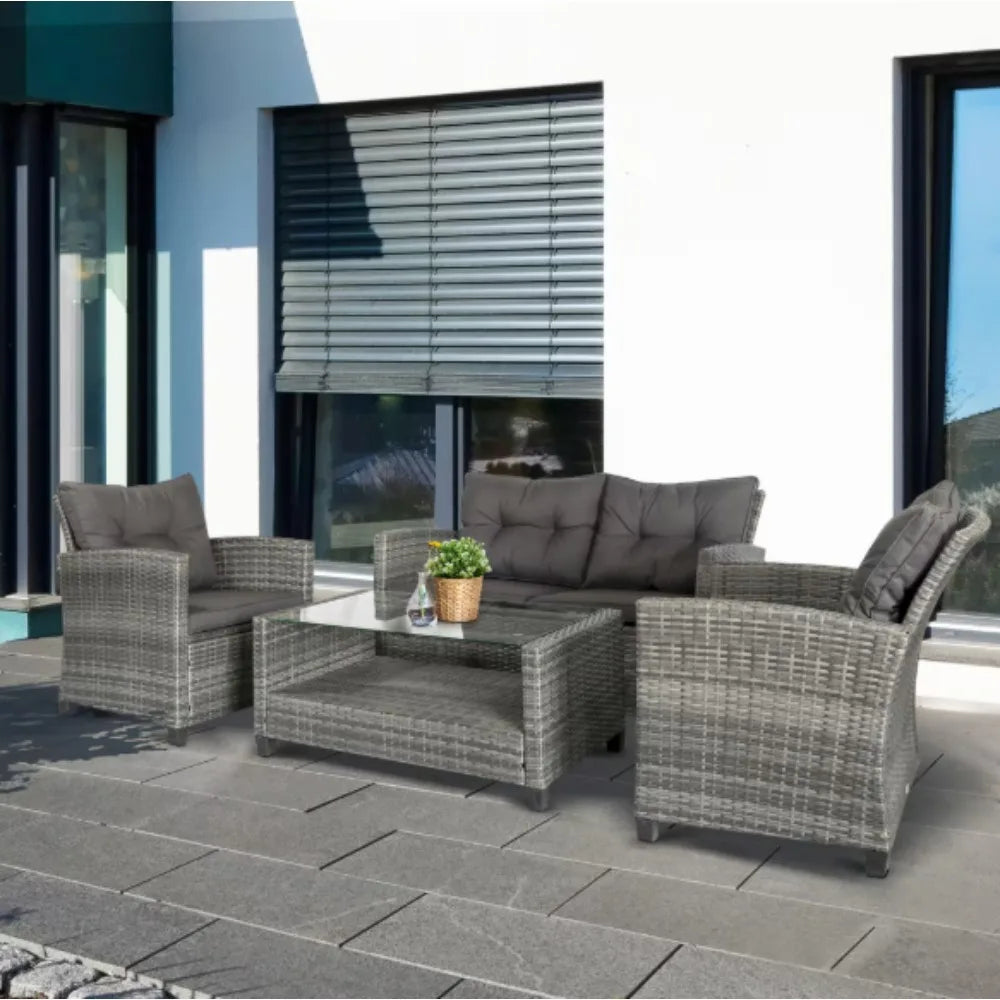Outsunny PE Wicker Patio Furniture Set – Stylish & Weather-Resistant