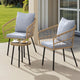 3-Piece Bamboo Rattan Patio Bistro Set – Cushioned Armchairs & Coffee Table