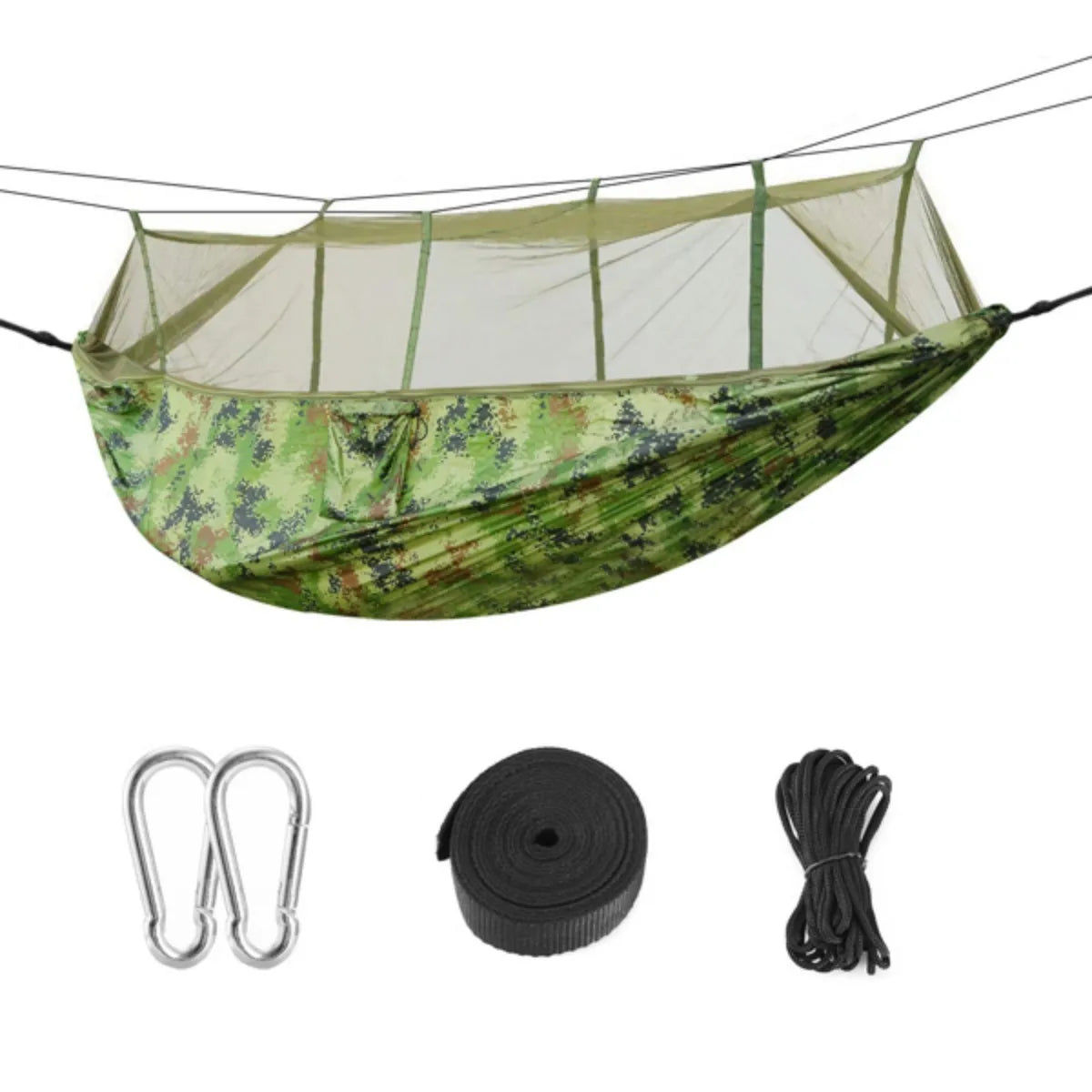 600 lbs Parachute Nylon Camping Hammock with Mosquito Net – Lightweight & Portable