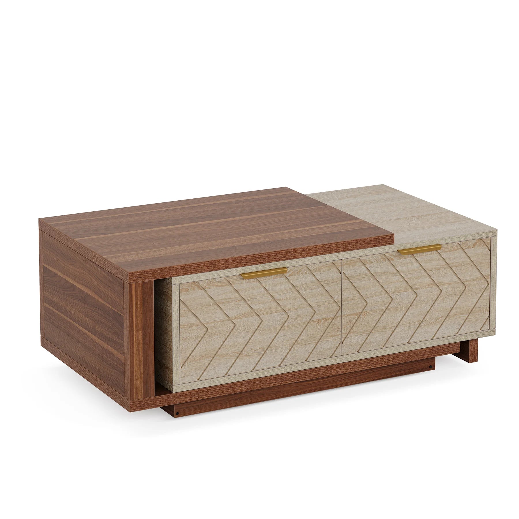 ONBRILL Modern Two-Tone Coffee Table with Storage Drawers