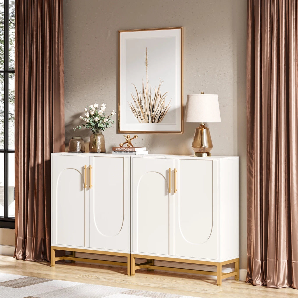 Tribesigns Modern White & Gold Sideboard Cabinet