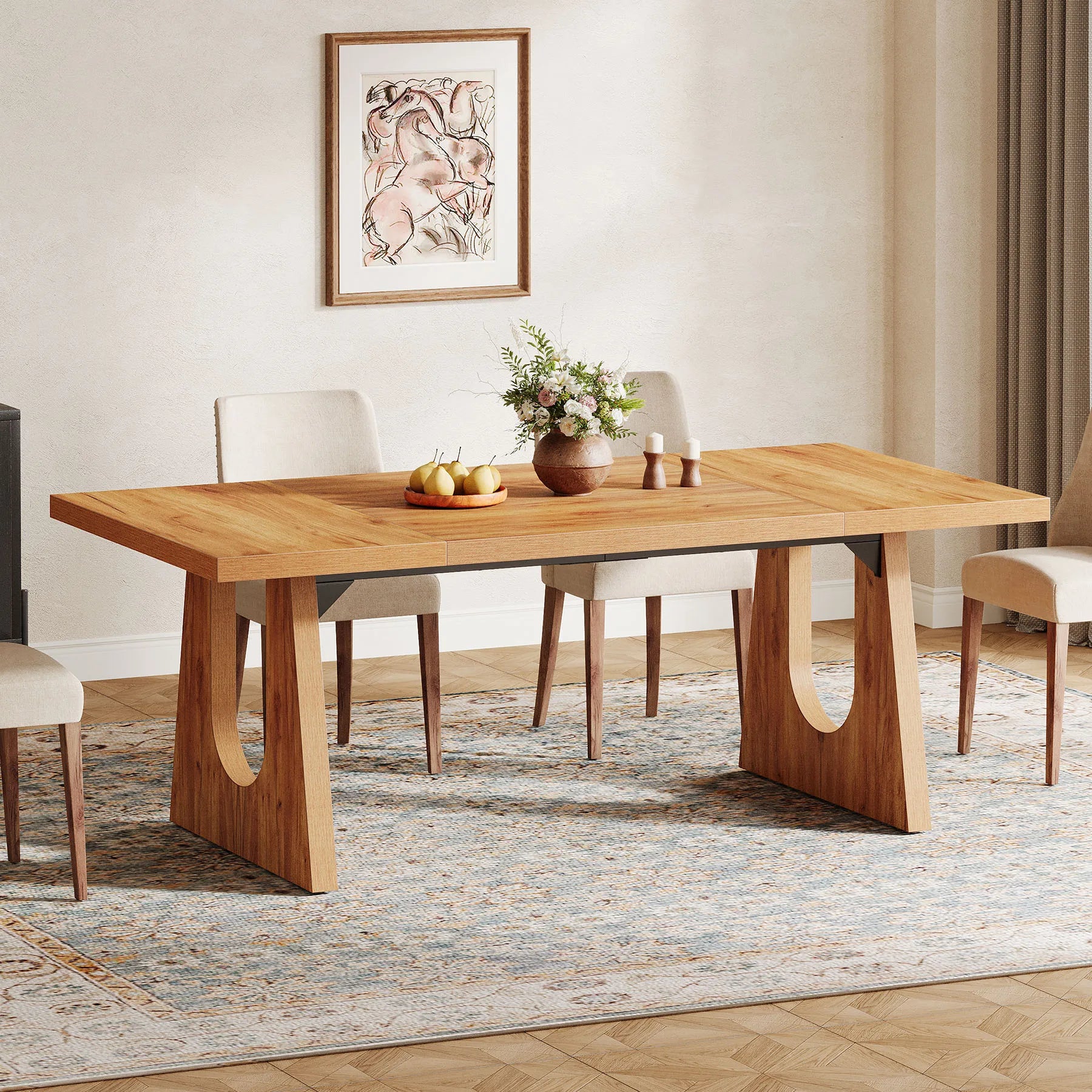 Large Wooden Dining Table for 6-8