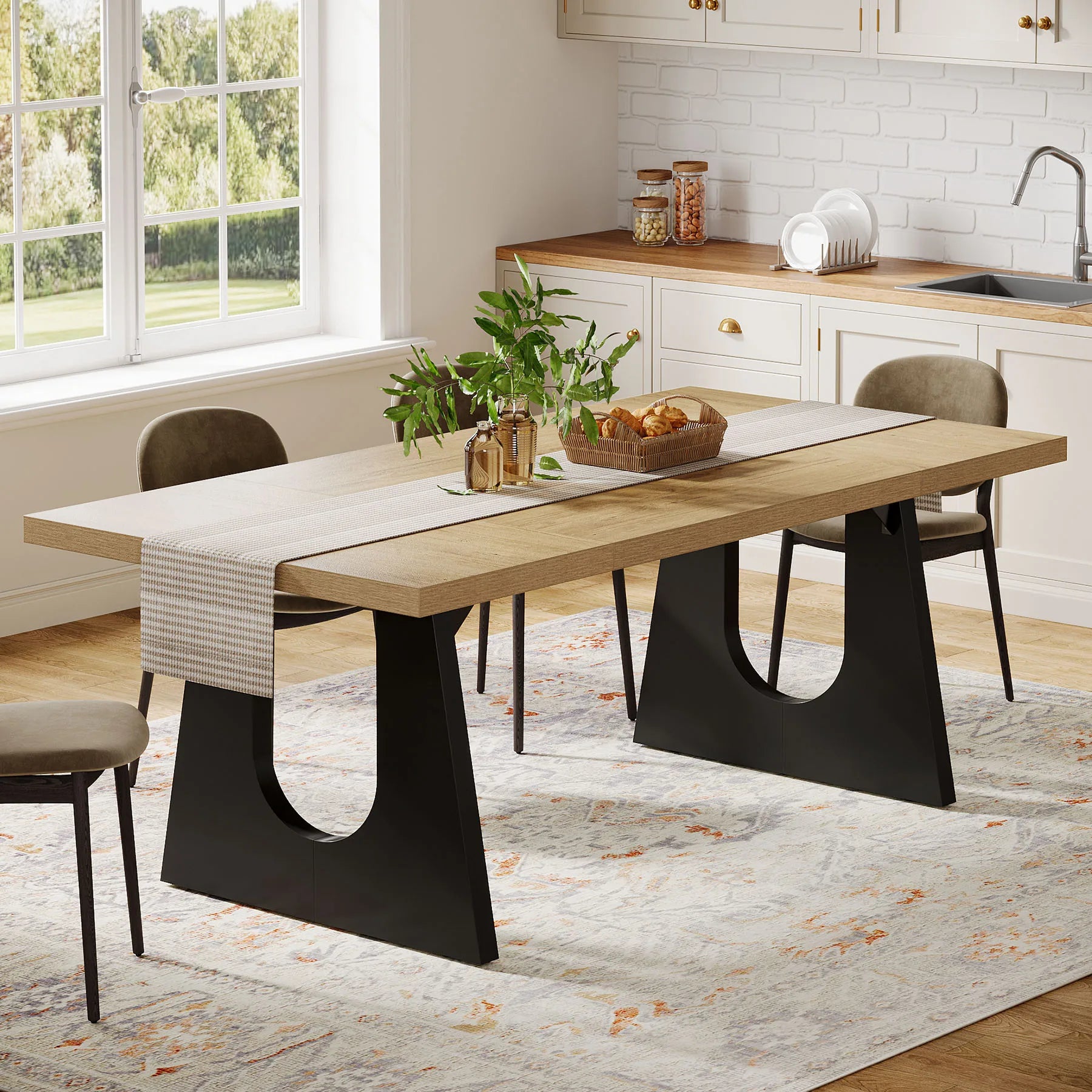 Large Wooden Dining Table for 6-8