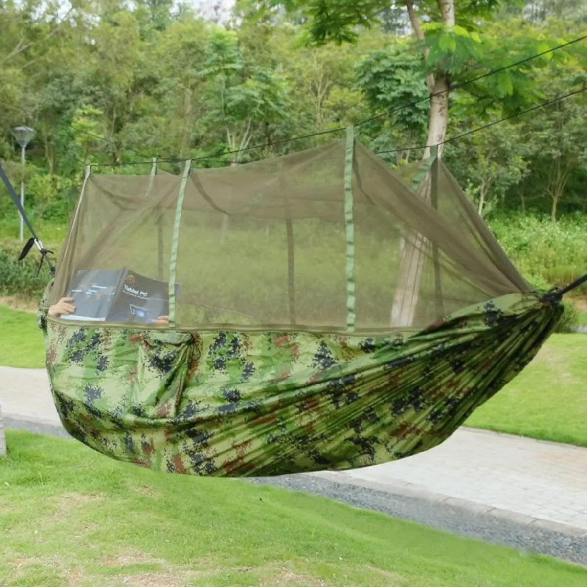 600 lbs Parachute Nylon Camping Hammock with Mosquito Net – Lightweight & Portable