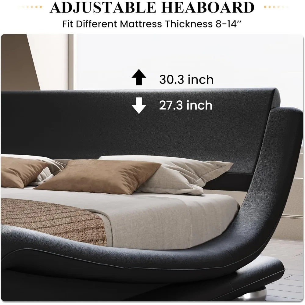 Modern Adjustable Leather Platform Bed – Ergonomic & Comfortable