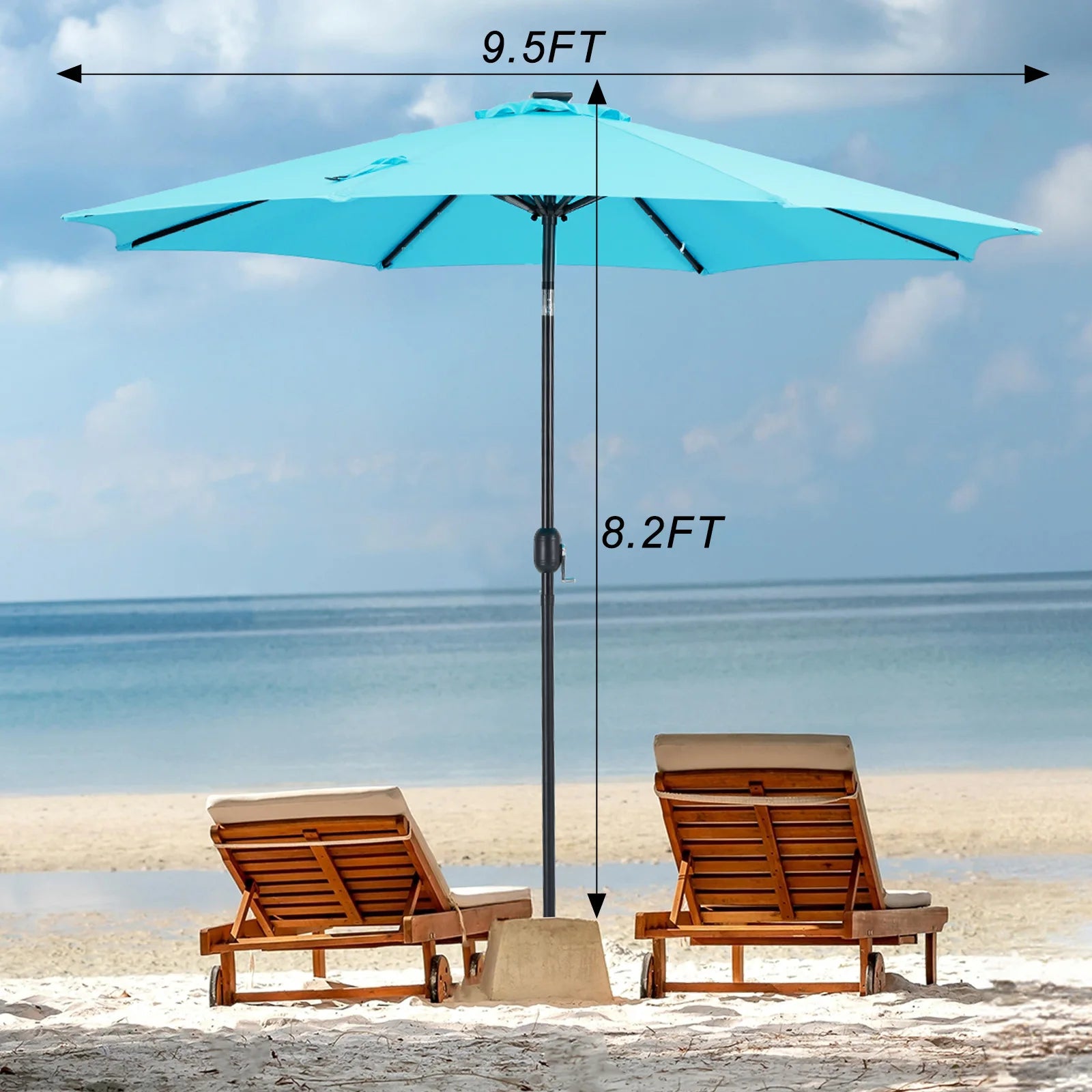 9.2ft Solar LED Patio Umbrella – Triple Vent Canopy