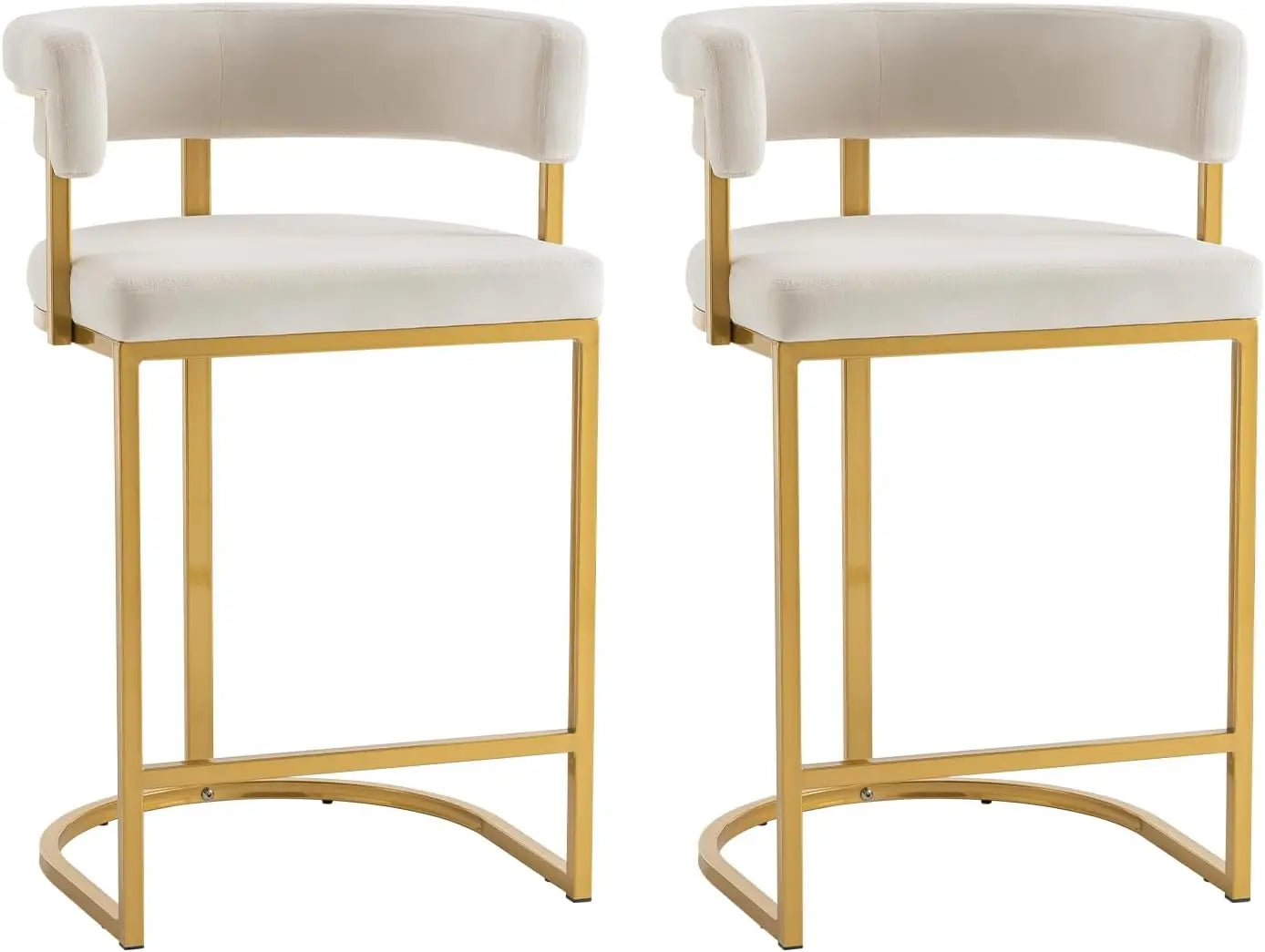 arrel-Style Velvet Bar Stool – Modern Metal Frame with High-Density Foam Seat