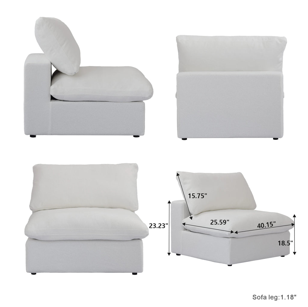 Modular Convertible Cloud Couch 6-Seats U-Shaped Couches Comfy Down Filled Sectional Sofa With Ottomans Removable Cushion Covers