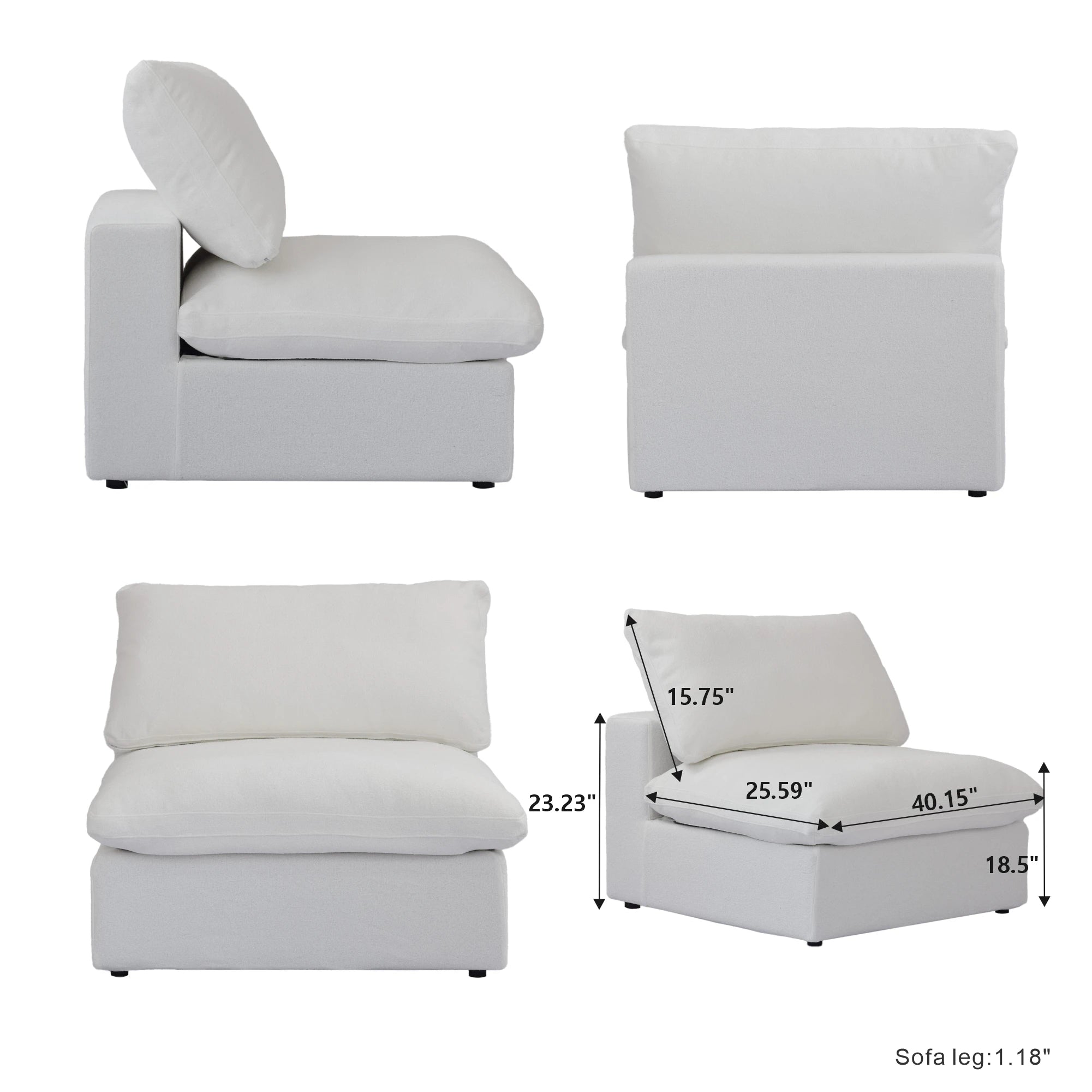 Modular Convertible Cloud Couch 6-Seats U-Shaped Couches Comfy Down Filled Sectional Sofa With Ottomans Removable Cushion Covers