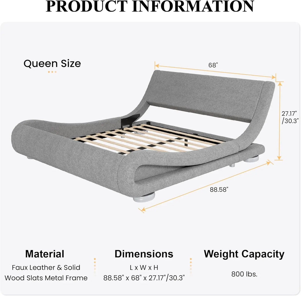 Modern Adjustable Leather Platform Bed – Ergonomic & Comfortable