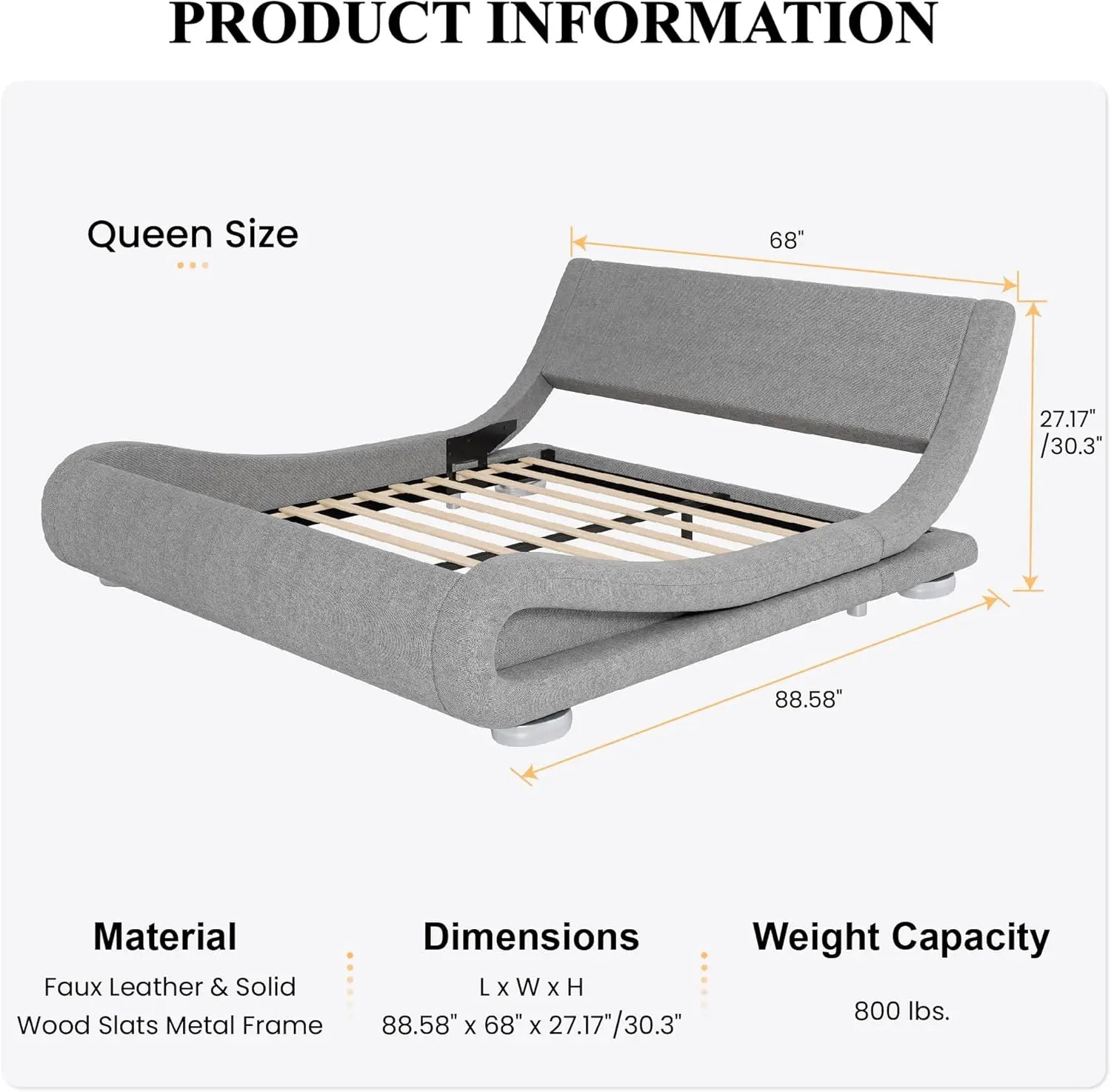 Modern Adjustable Leather Platform Bed – Ergonomic & Comfortable
