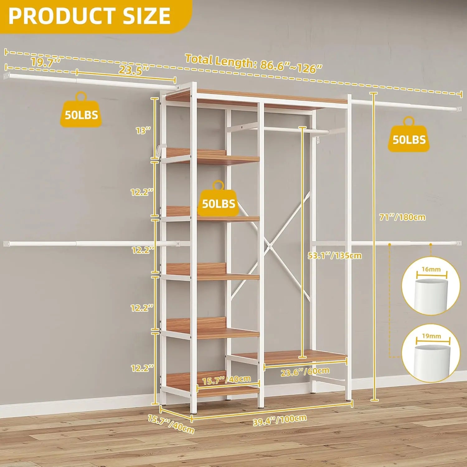 Heavy-Duty Adjustable Closet Organizer – 4 Expandable Hanging Rods