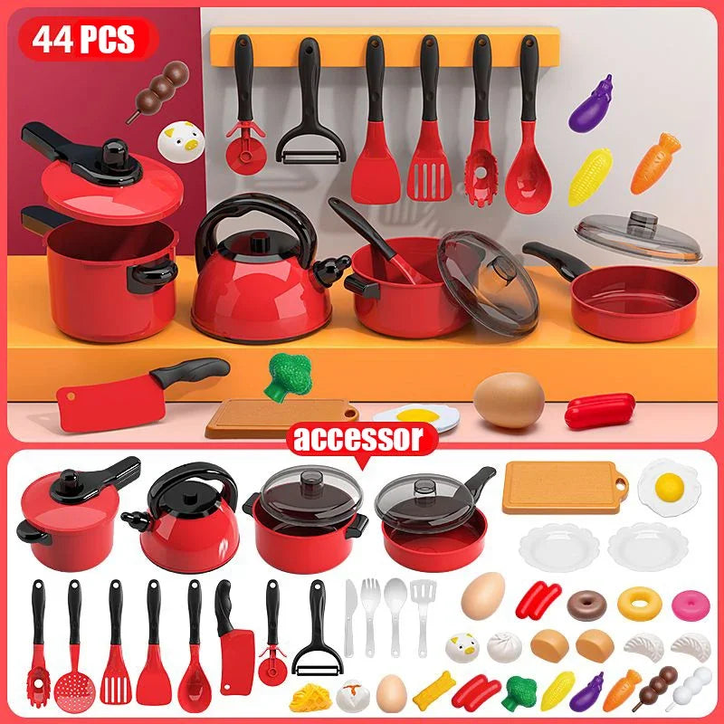 Pretend Play Red Kitchen Toy Set – Interactive Cooking Playset for Kids