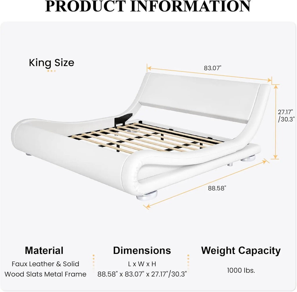 Modern Adjustable Leather Platform Bed – Ergonomic & Comfortable