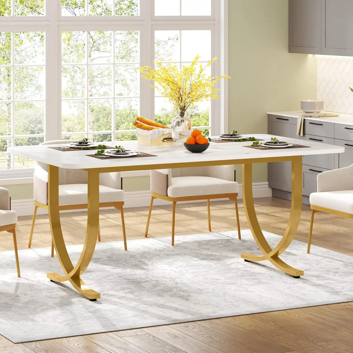 Modern Faux Marble Dining Table for 4