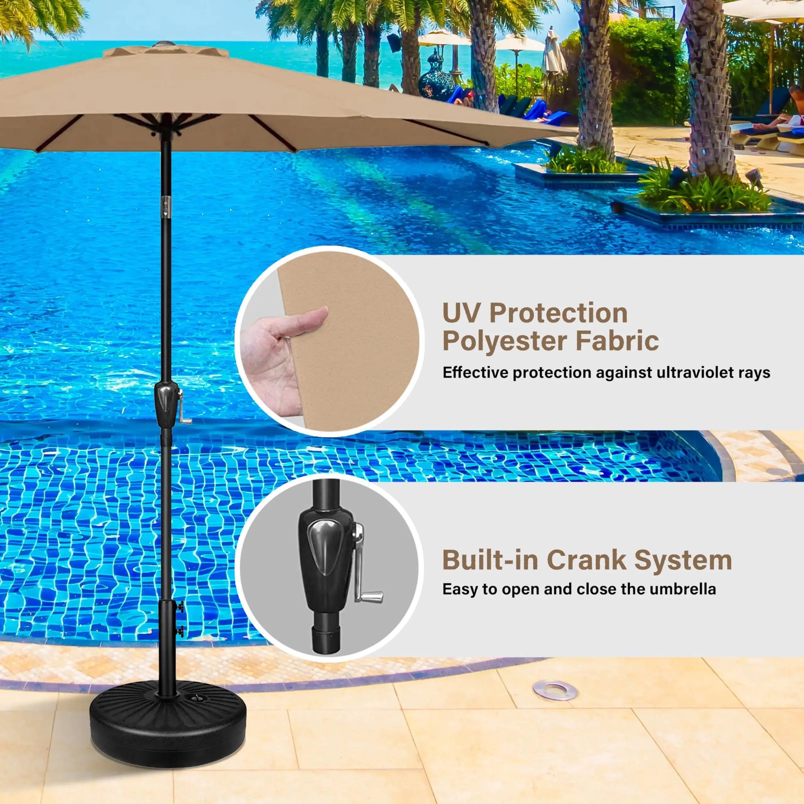 9ft Outdoor Patio Umbrella – Waterproof & UV Resistant