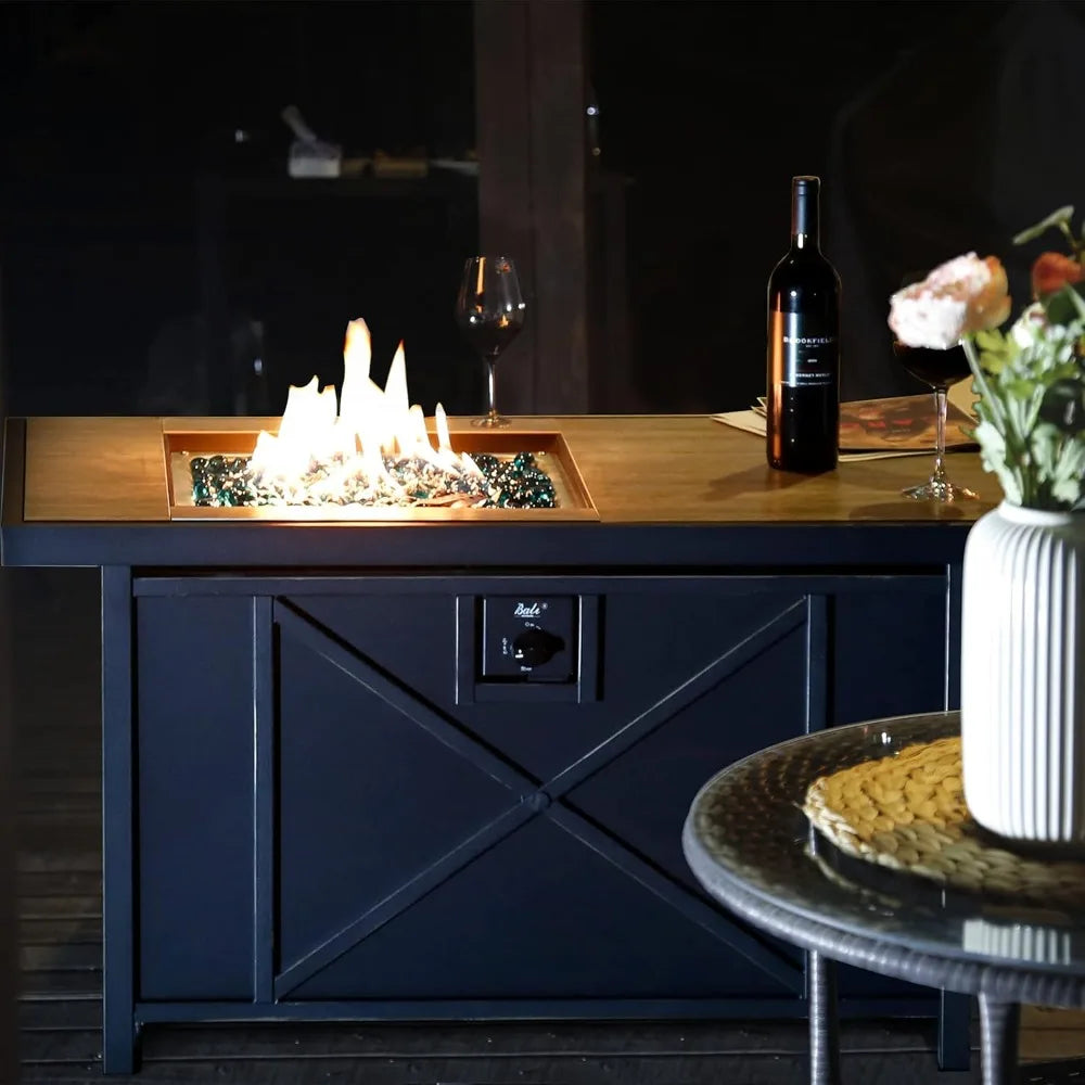 Modern Rectangular Gas Fire Pit Table – 42" Propane Outdoor Heater