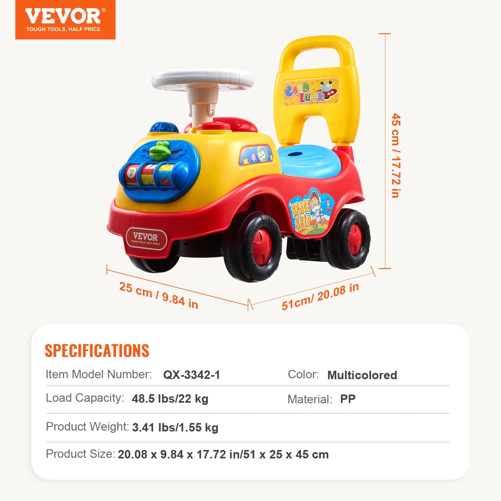 ucceBuy Ride-On Push Car for Toddlers | 1-3 Years | Music & Storage